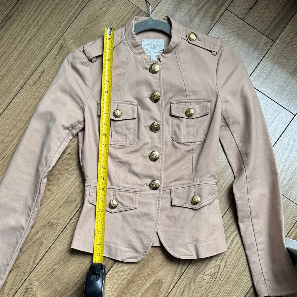 Dynamite Tan Military-Style Women's Jacket with Gold Buttons XS like new